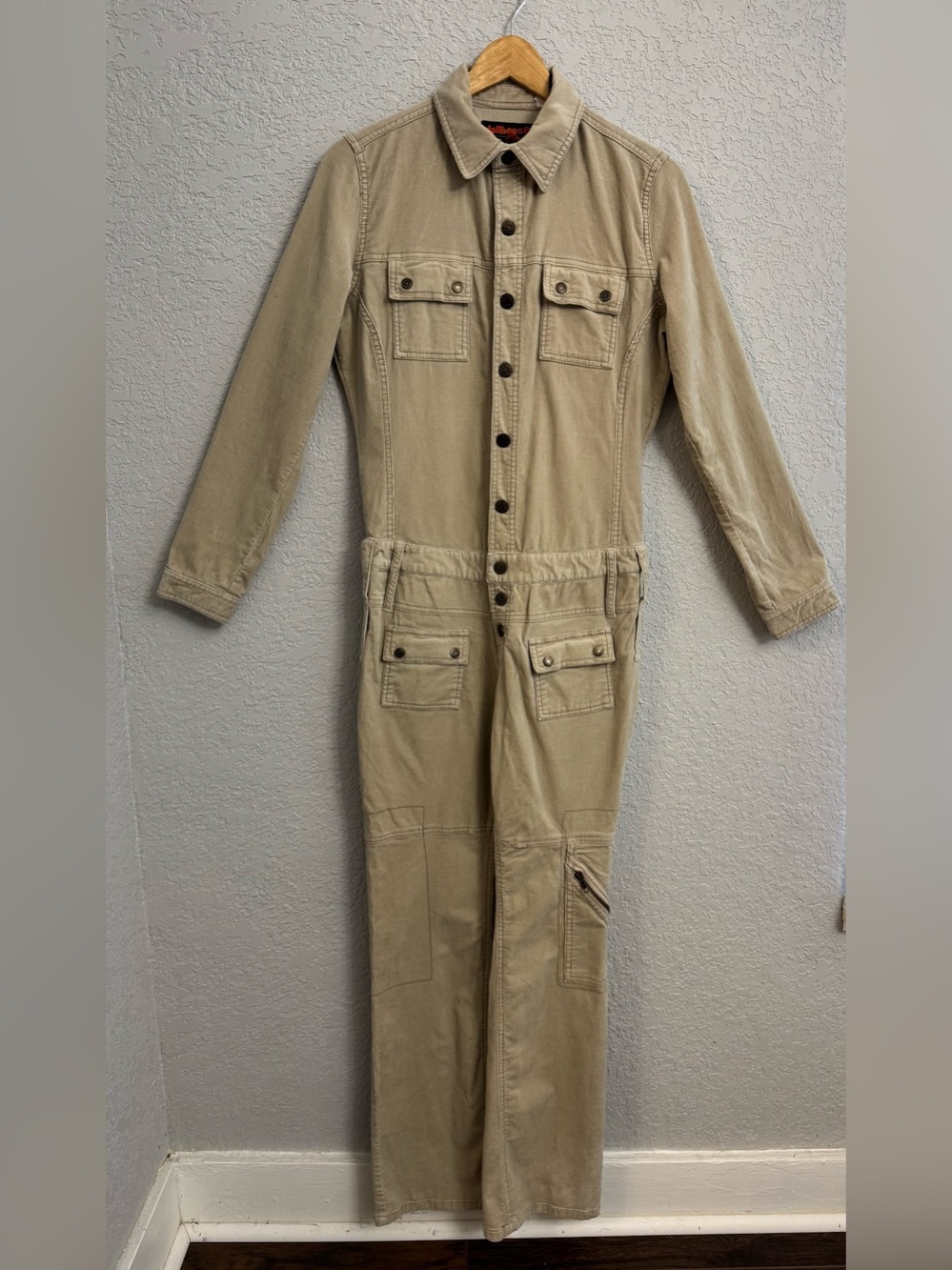 Dollhouse Y2K Khaki Corduroy Utility Jumpsuit with Button Front